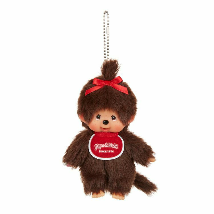 Monchhichi | Mascot Holder Plush Keychain Bag Charm H13.5×W8.5×D5.5cm (Girl)