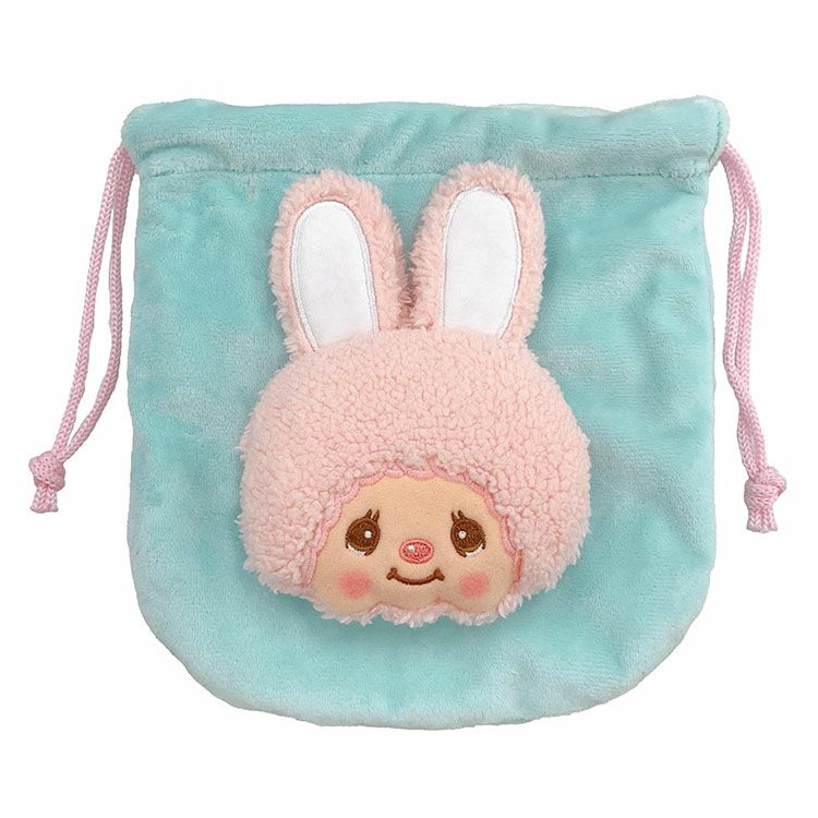 Monchhichi | Plush Drawstring Bag Pouch H19×W17.5×D4cm (Smile Chimutan)