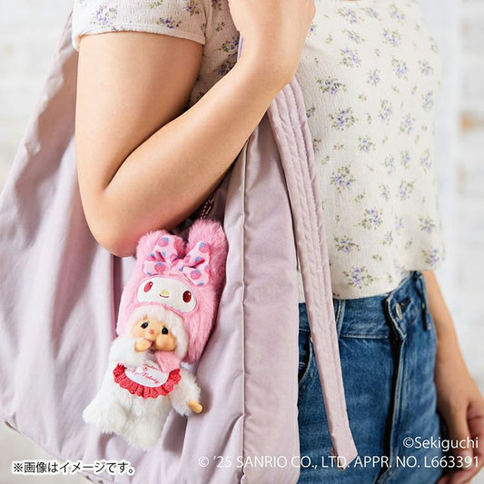 Monchhichi x Sanrio | Plush Keychain Bag Charm Mascot Holder 180x110x60mm (Chimtan x My Melody)