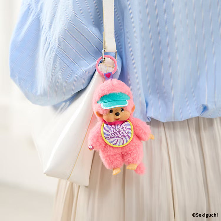 Monchhichi | Plush Keychain Bag Charm 160x85x75mm (Monchhichi-chan : Sweet Lollipop Pink)