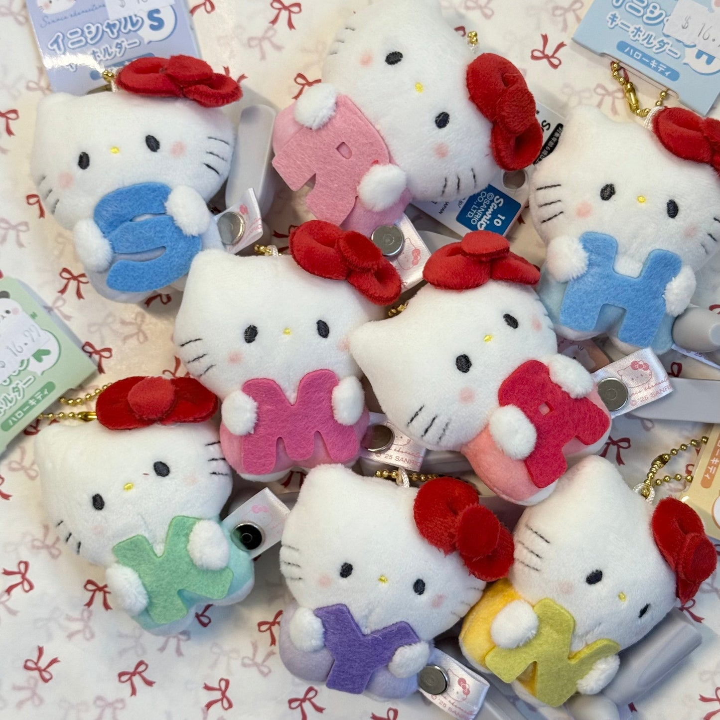 Sanrio × Mochimochi Panda | Hello Kitty Mascot Holder Plush Keychain H80×W60×D35mm (English Alphabet Y)