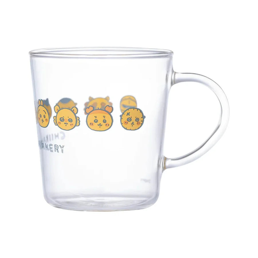 CHIIKAWA | Heat-Resistant Glass Mug φ80×H87mm (Chiikawa Bakery Bread Lover Characters Face)
