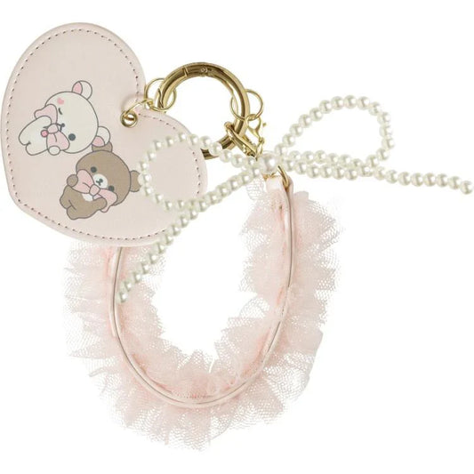 SAN-X | Chairoikoguma & Korilakkuma Tulle Ribbon Pink Mascot Bag Charm 165×130mm (Makeup Rilakkuma)
