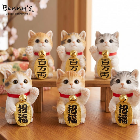 Benishi Corporation | Maneki-neko Lucky Cat 95x65x108mm (茶トラ白)