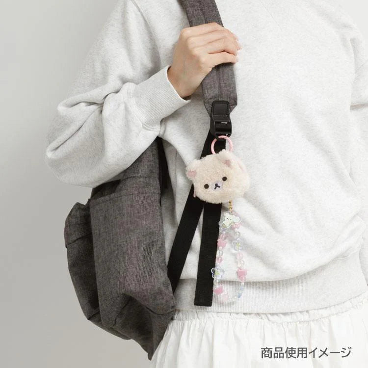 SAN-X | Rilakkuma Korilakkuma Fluffy Face Mascot Mini Pouch with Carabiner 60×75×30mm