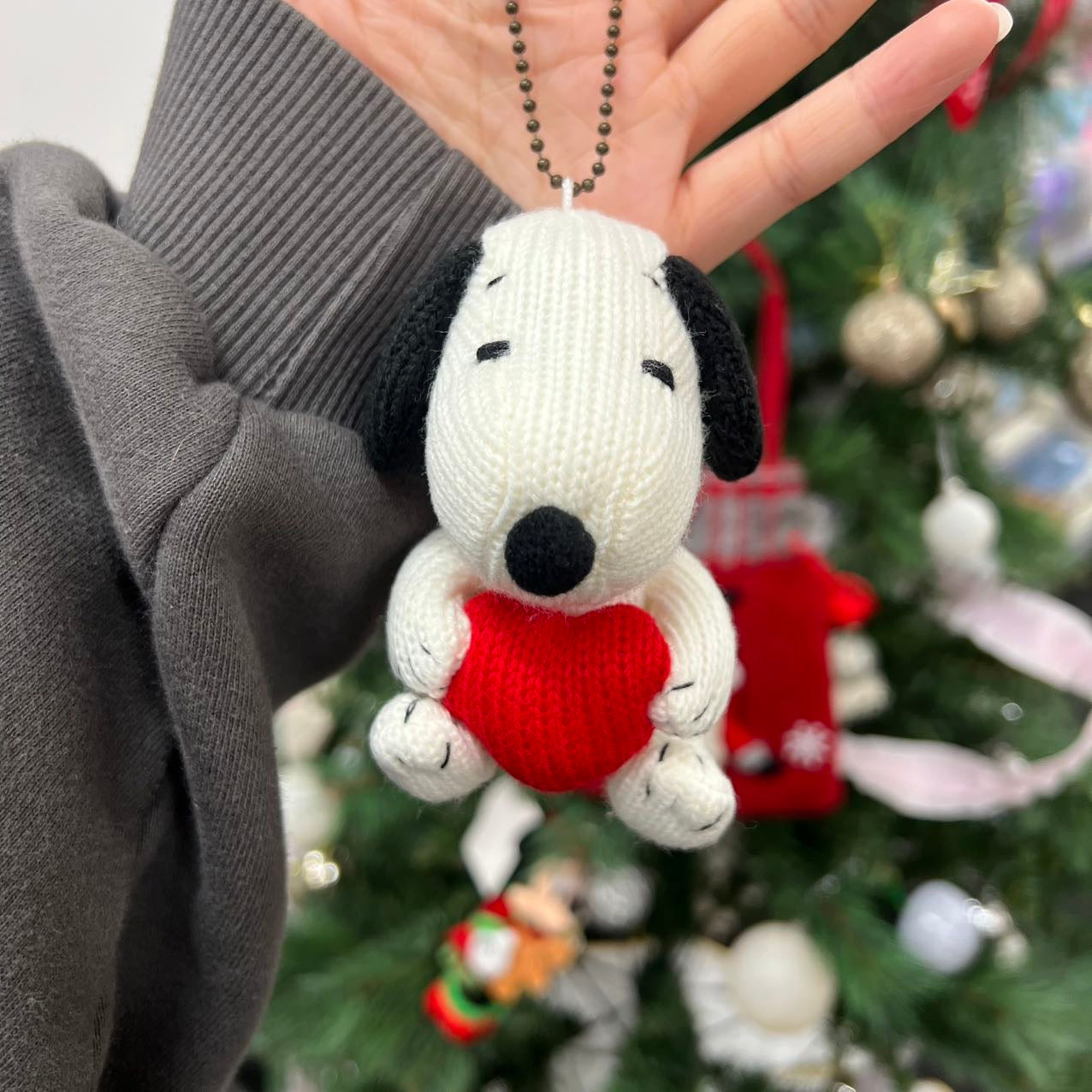 Peanuts | Snoopy Knit Mascot Holder Plush Keychain H9 X W9 D7Cm (Heart)