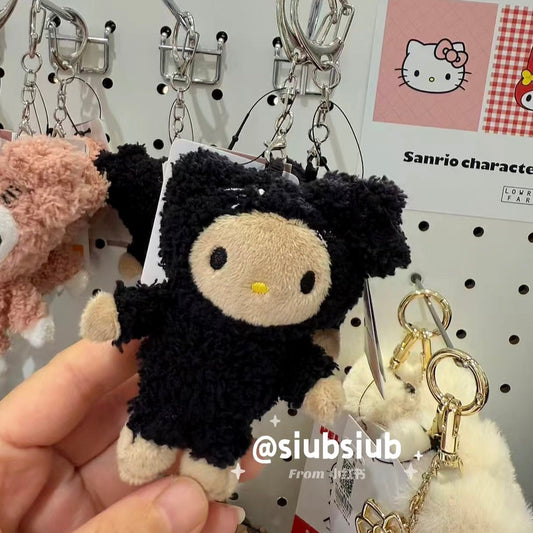 and St Me% x Sanrio Hello Kitty | Mini Mascot Holder Plush Keychain 13cm 6th Ver. (Black Kigurumi)