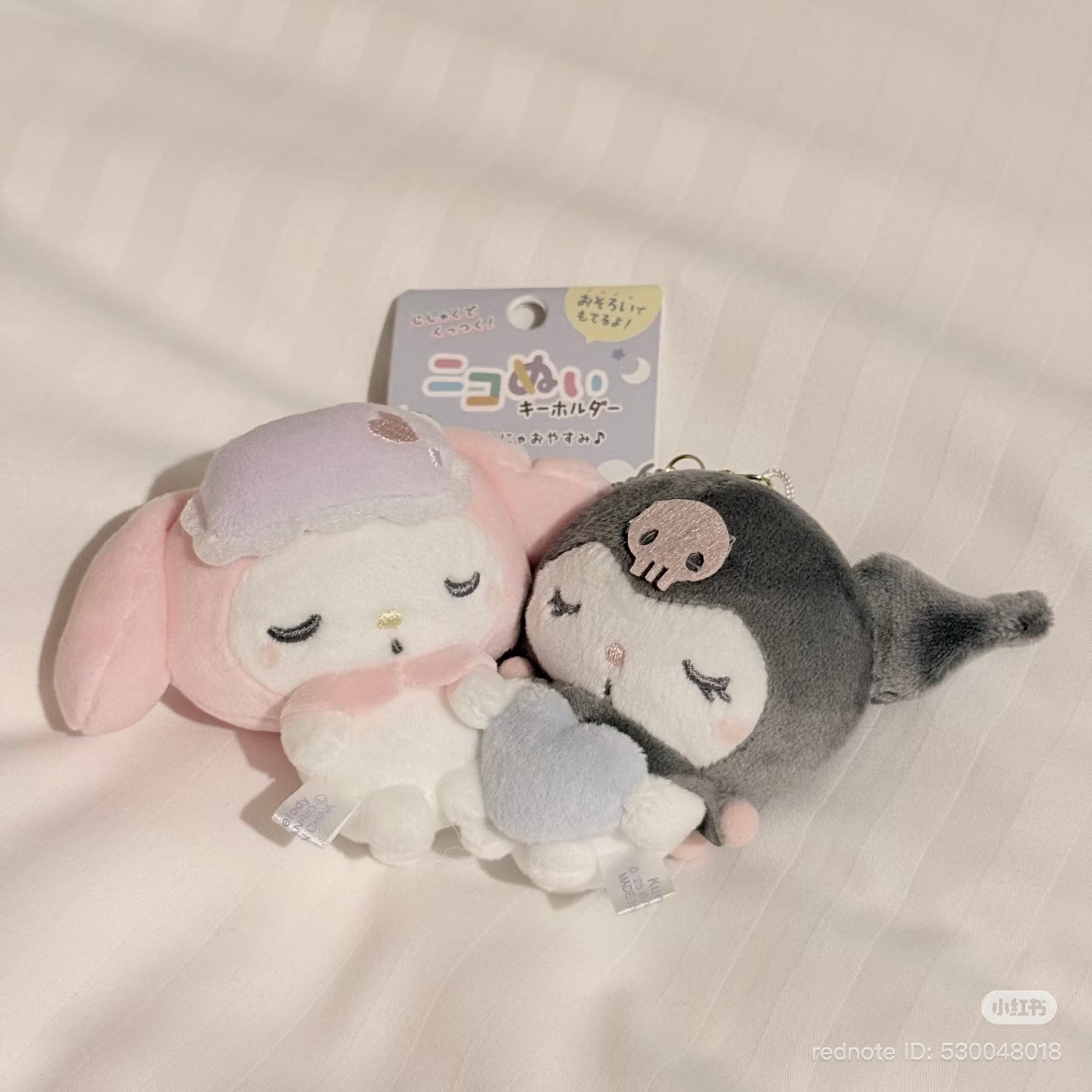 SANRIO x Crux | Kuromi & My Melody Magnetic Plush Keychain Bag Charm Mascot 160×160×70mm (Munyatto)