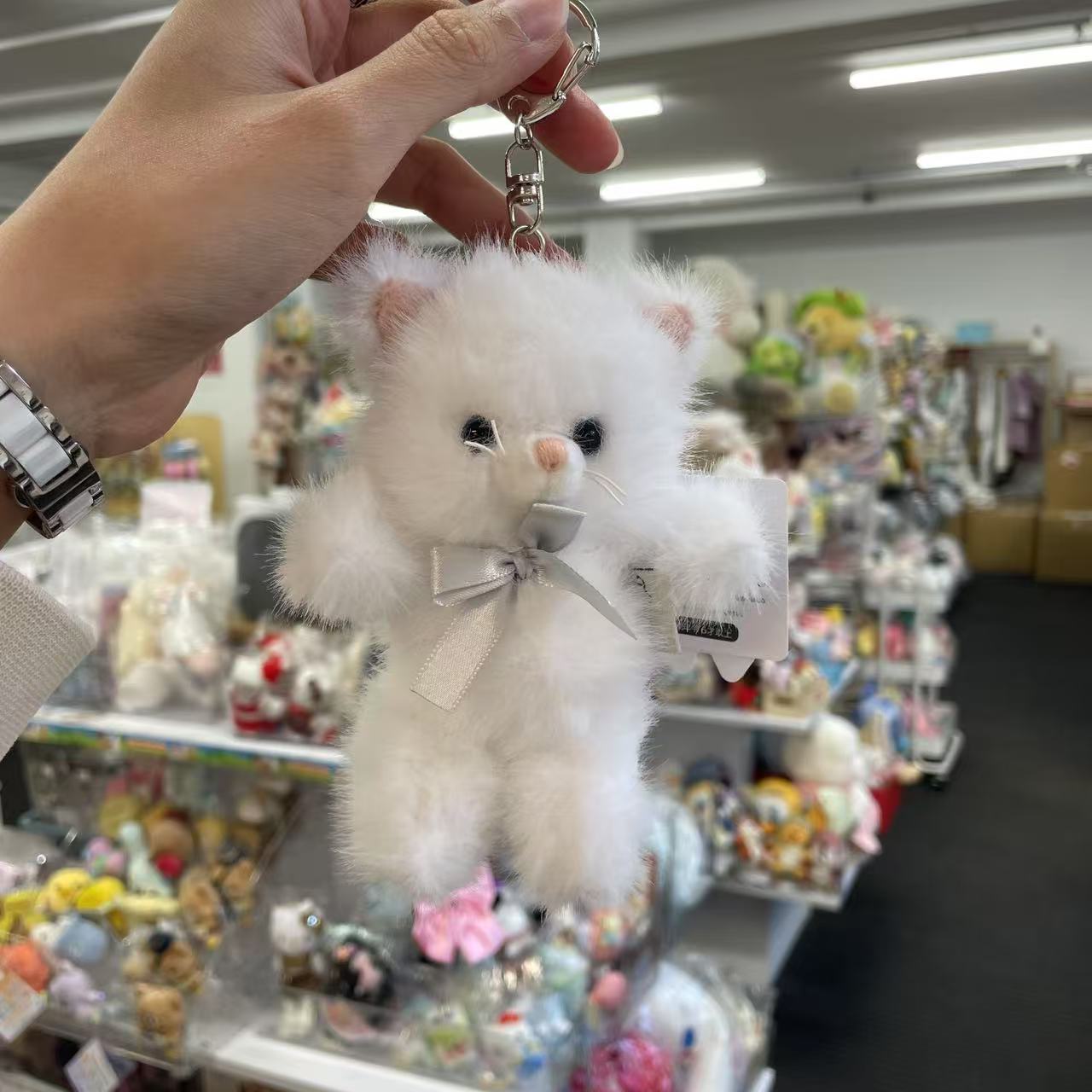 STREAM | TWIN Animal Mascot Holder Plush Keychain 13cm Approx. (Cat - White)