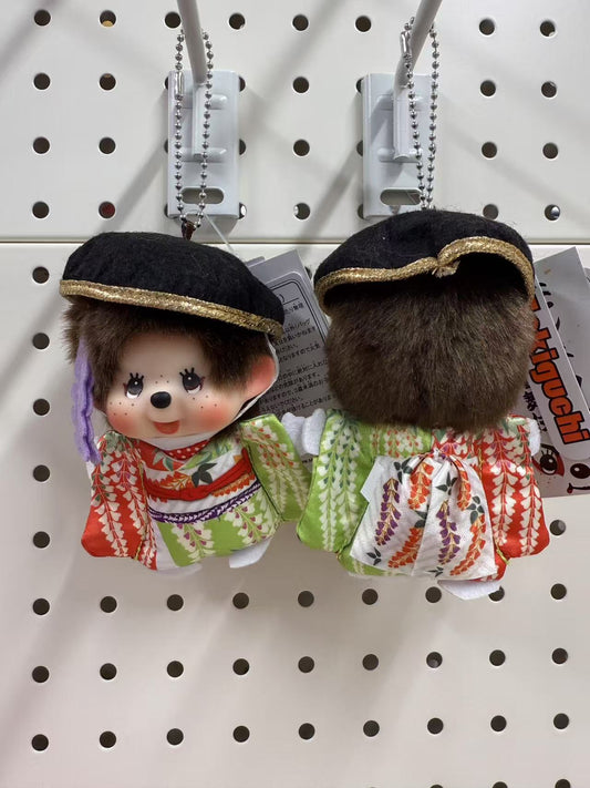 Monchhichi | Mascot Holder Plush Keychain Bag Charm H11.5×W8.5×D7.5cm (Renjishi Fujimusume)