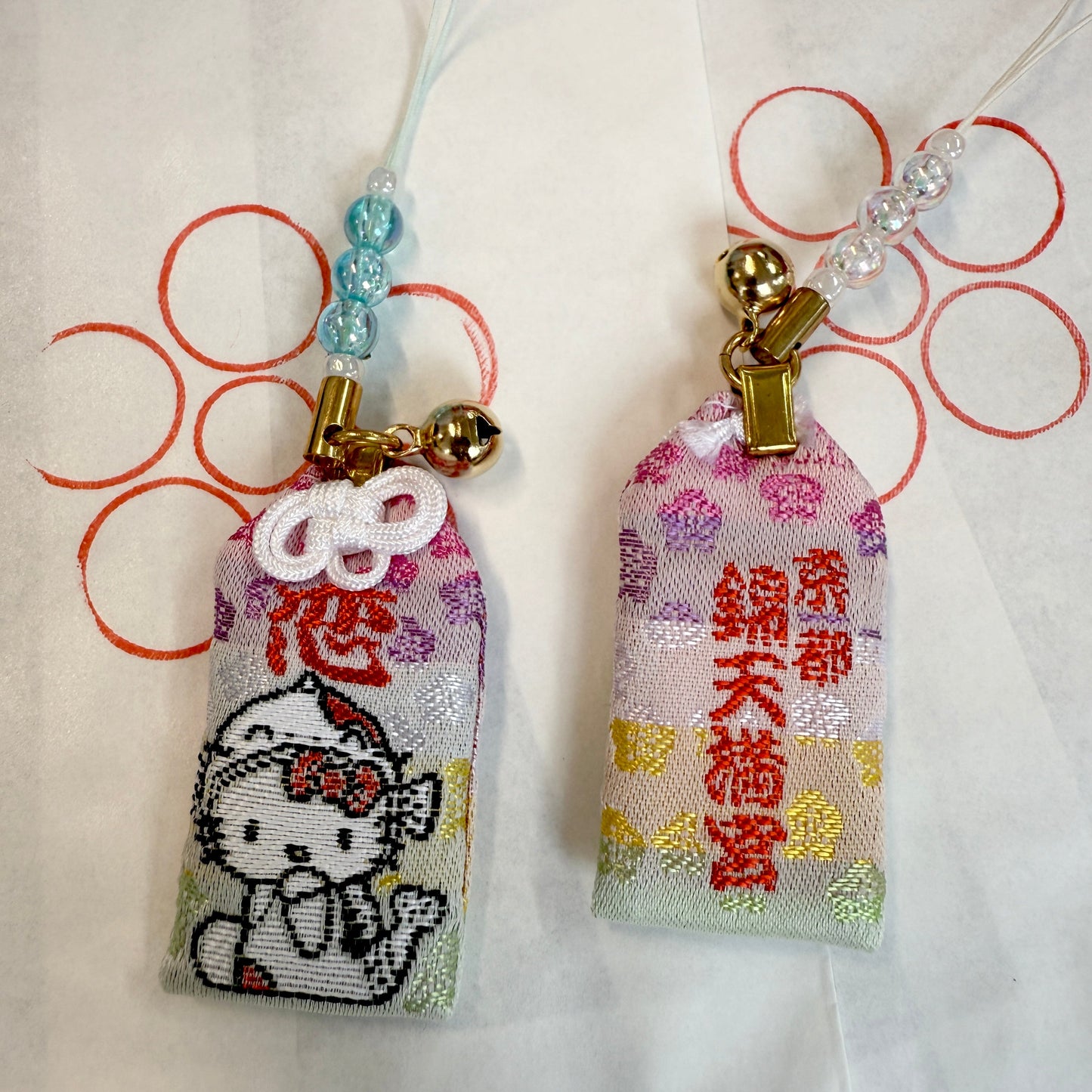 Nishiki Tenmangu Shrine | Sanrio Omamori Phone Charm With Bell (Hello Kitty - Love)