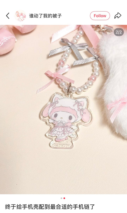 SANRIO | My Melody Phone Strap 18.2 x 9.8 x 2.2cm (White Cat Ballerina)