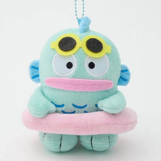 RODEO CROWNS x SANRIO | Hangyodon Mascot Holder Plush Keychain Bag Charm 12cm Approx. (Vacation Swimming Ring)