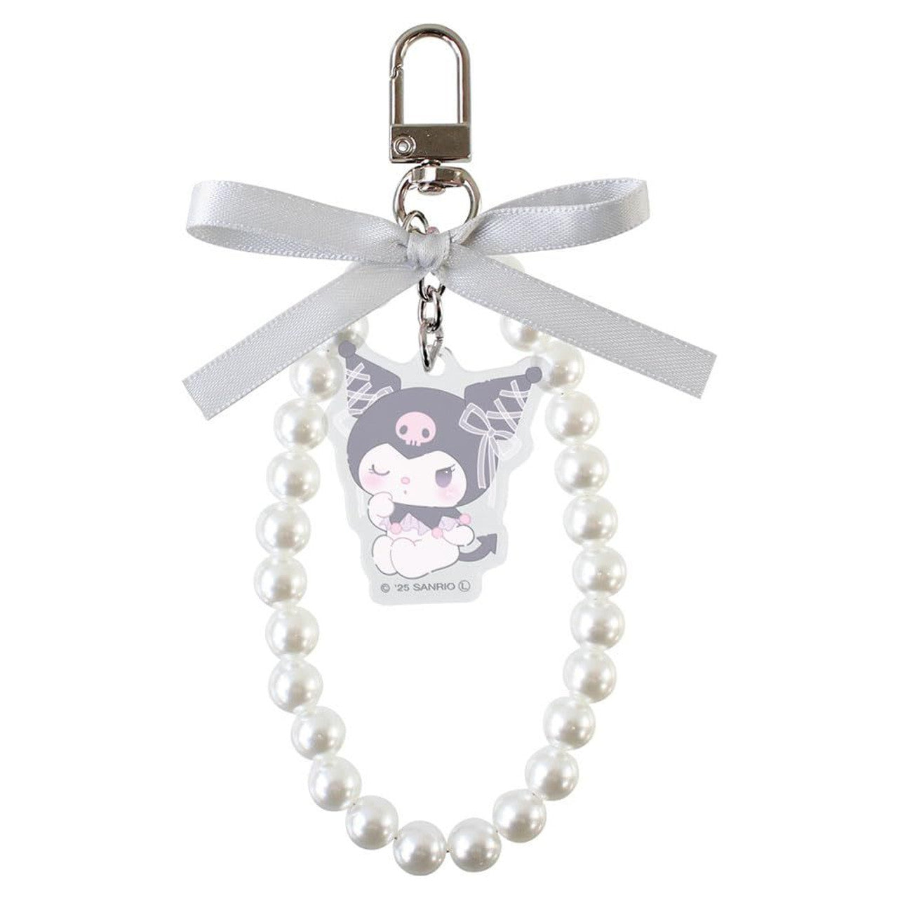 SANRIO | Kuromi Ribbon Pearl Keychain Phone Strap 9 x 82 x 157mm (Ballet Core)
