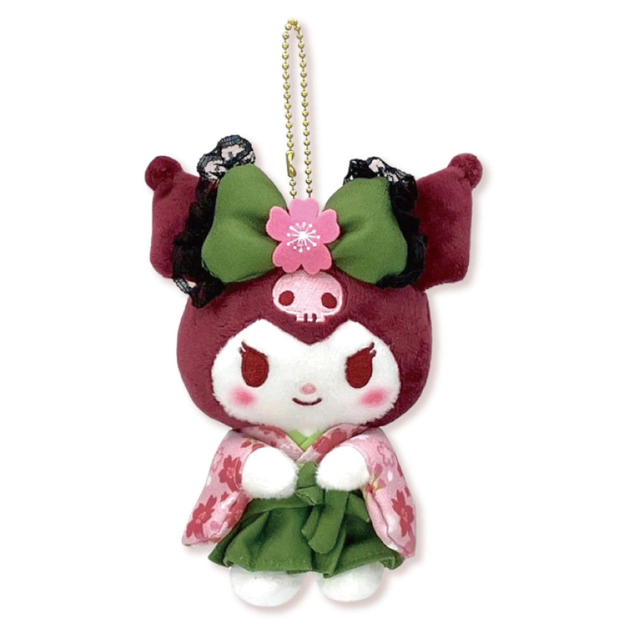 Sanrio | Mascot Holder Plush Keychain Kuromi 90×120×60Mm (Matcha Sakura Kimono)
