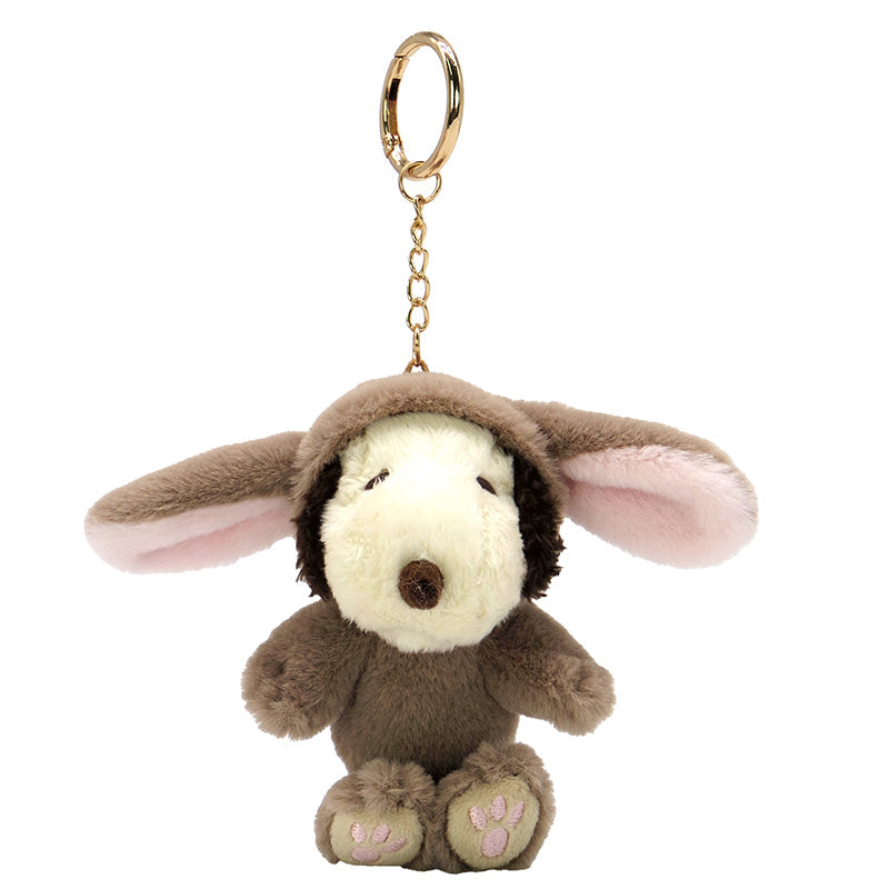 PEANUTS | Snoopy Lop Ear Bunny Mascot Holder Plush Keychain Bag Charm 12×12×7.5cm (Brown)