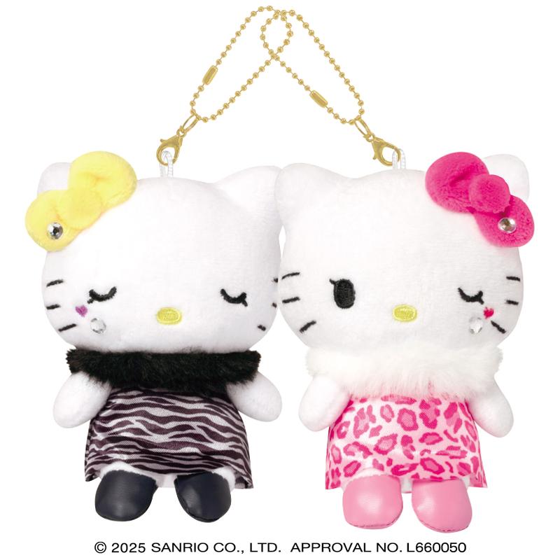 SANRIO x CRUX | Hello Kitty & Hello Mimmy Nico Large Magnetic Plush Keychain Set 160 x 160 x 70mm (Dress)