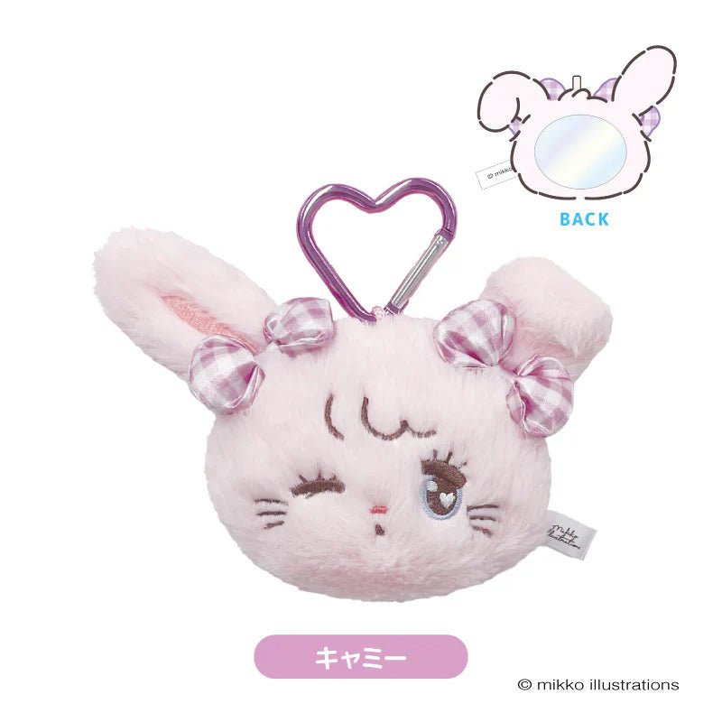 Mikko Illustrations | Mofumofu Mirror Mascot with Carabiner Keychain H105xW148xD45mm (Cammy Ribbon)