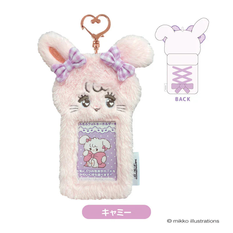 Mikko Illustrations | Mofumofu Card Holder Photo Keychain H92×W66mm (Cammy Ribbon)