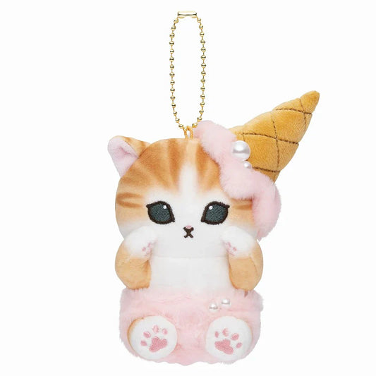 Mofusand | Mascot Holder Plush Keychain H140×W75×D90Mm (Ice Cream) Strawberry