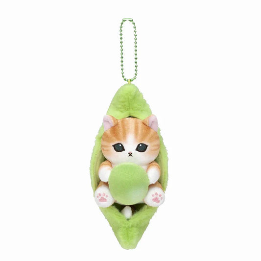 Mofusand | Mascot Holder Plush Keychain H155×W70×D85Mm (Edamame Cat Nyan Bean)