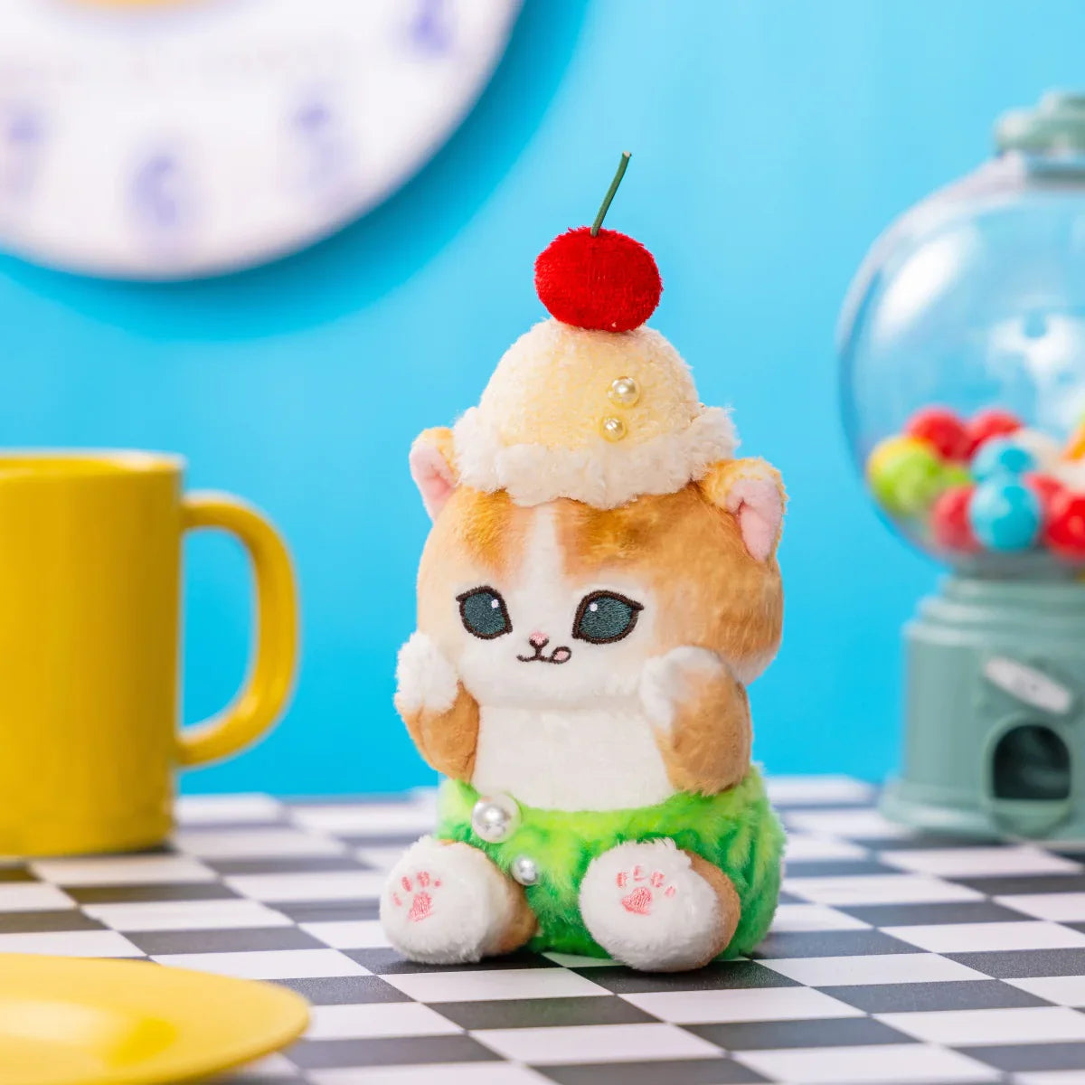 MOFUSAND | Cream Soda Cat Mascot Holder Keychain Bag Charm 150 x 80 x 80mm (Diner)
