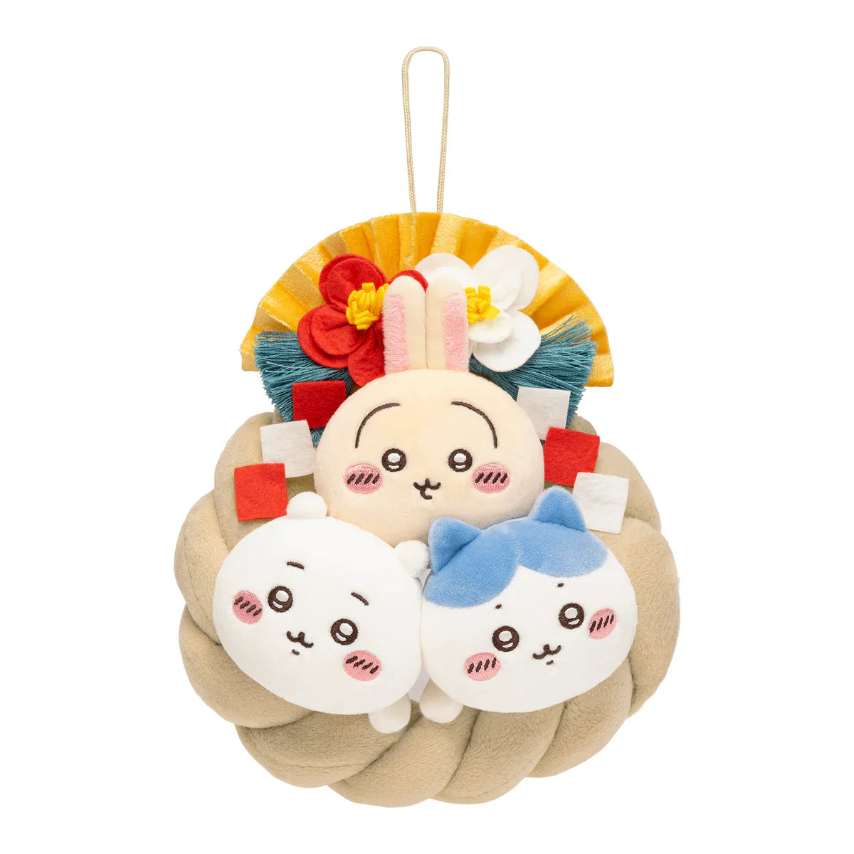 CHIIKAWA | Chiikawa & Hachiware & Usagi Plush Toy Plush Doll 190×150×85mm (New Year Collection Shimenawa)