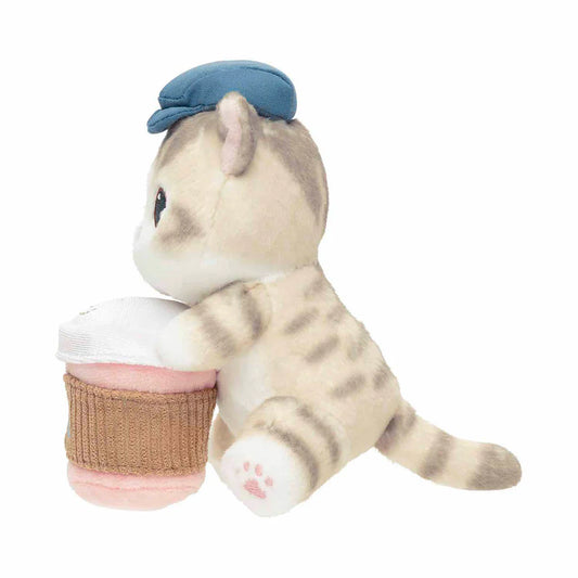 MOFUSAND | Monitor Plush Toy Hot Cat Watching from Your Desktop 170×105×155mm (mofusand COFFEE AND DONUTS)