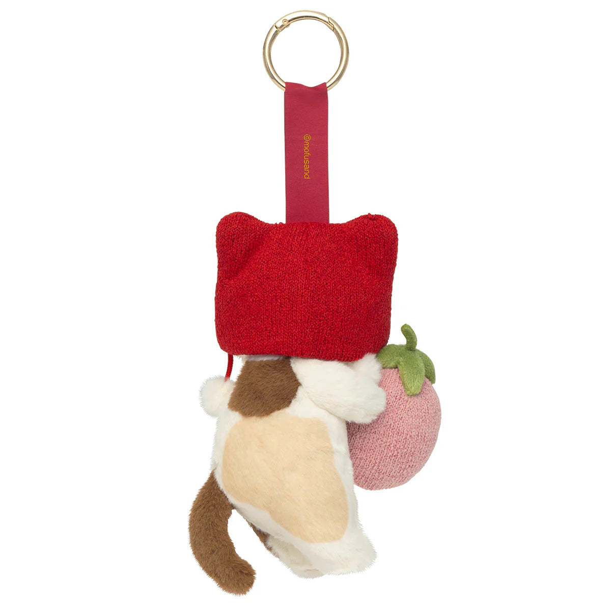 MOFUSAND | Mofusand Plush Mascot with Carabiner Bag Charm Keychain 175×120×75mm (Mofusand Merci Strawberry Fruit Calico Cat Red)