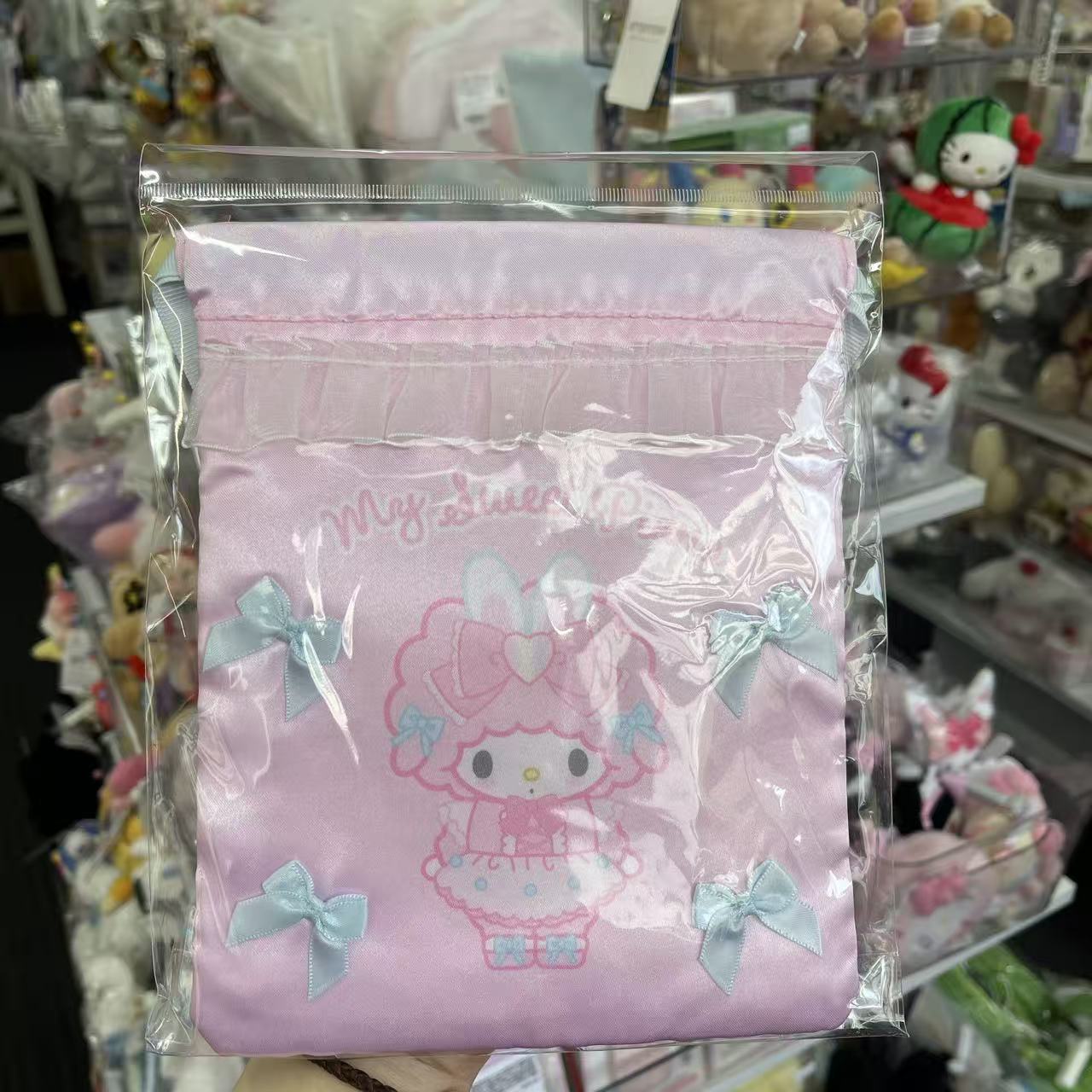 SANRIO | My Sweet Piano Ribbon Drawstring Bag 200x165x20mm (My Melody♡Kuromi♡My Sweet Piano Bunnies Ballerina)