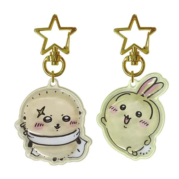 CHIIKAWA | Puffy Three Dimensional Pair Key Holder Plump Pair of Keychains 44x37x10mm (Usagi & Rakko)