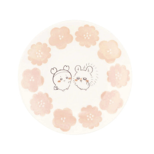 CHIIKAWA | Kani-chan & Momonga Small Plate 135×20mm (Happy Blossom)