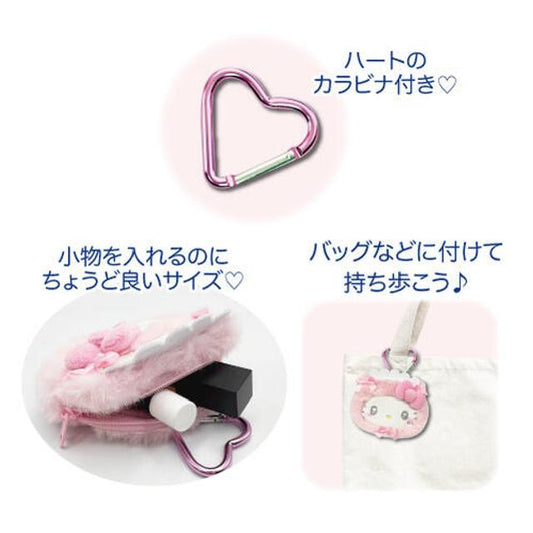 SANRIO | Hello Kitty Black Pouch with Carabiner 110x80x30mm (Nekoneko Maid)