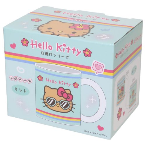 SANRIO | Hello Kitty Ceramic Mug 121×90×80mm (Tan Swimsuit Party Y2K Tan Blue)