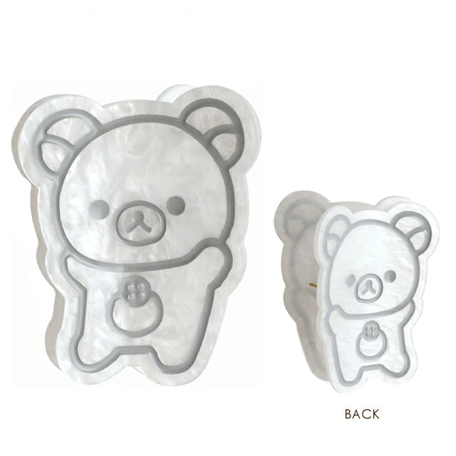 SAN-X | Rilakkuma Korilakkuma Shell Holographic Hair Claw Clip 80×60×50mm (BASIC RILAKKUMA MONOCHROME)