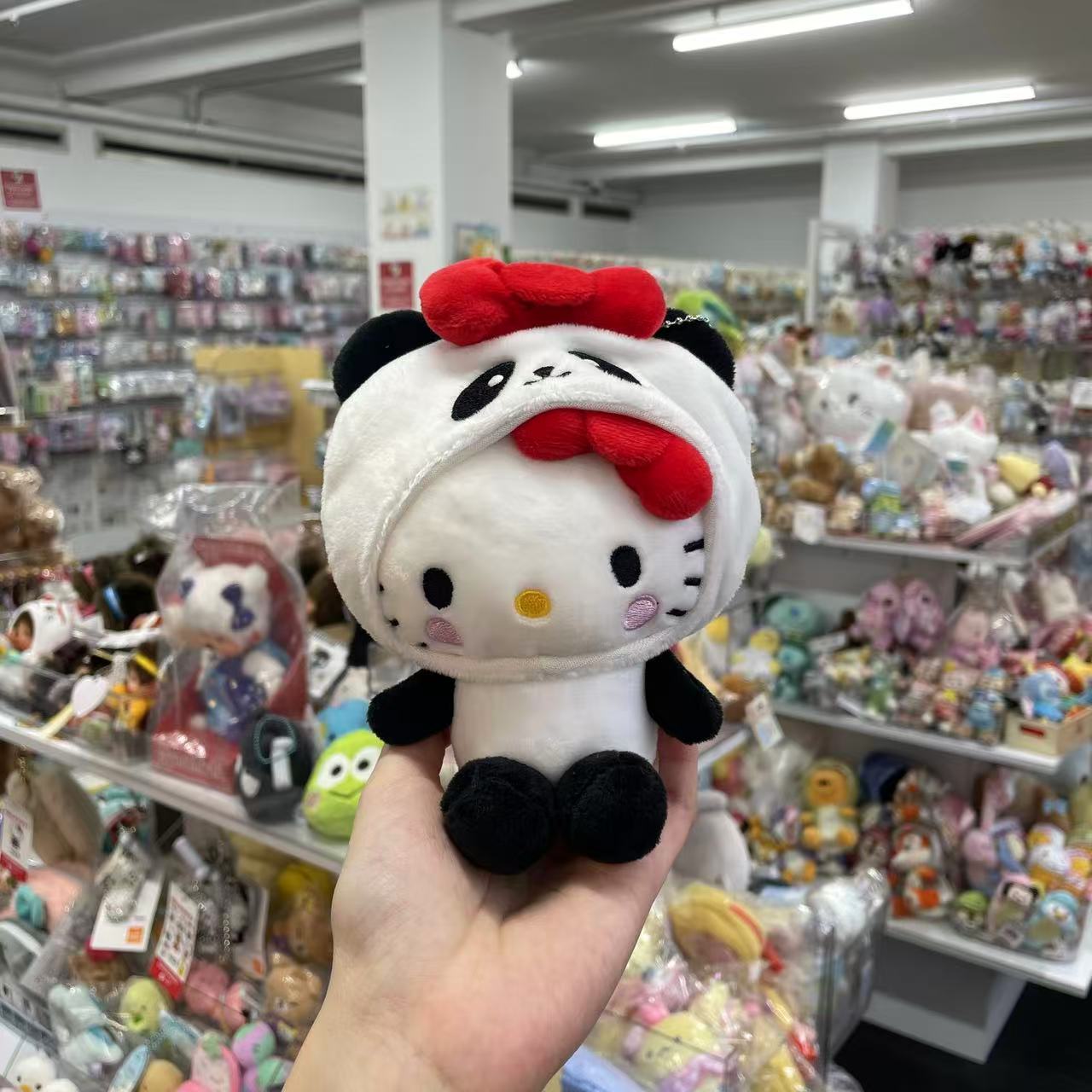 SANRIO x Avail | Hello Kitty 50th Anniversary Mascot Holder Plush Keychain 14 x 12cm (Panda)