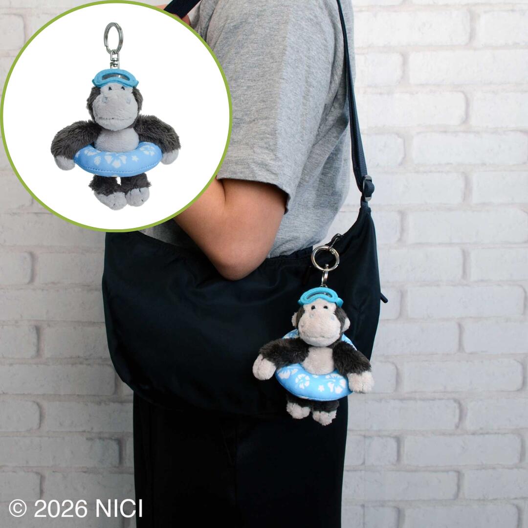 NICI Gorilla Beanbag Plush Keyring 100mm (Watermelon Swim Ring)