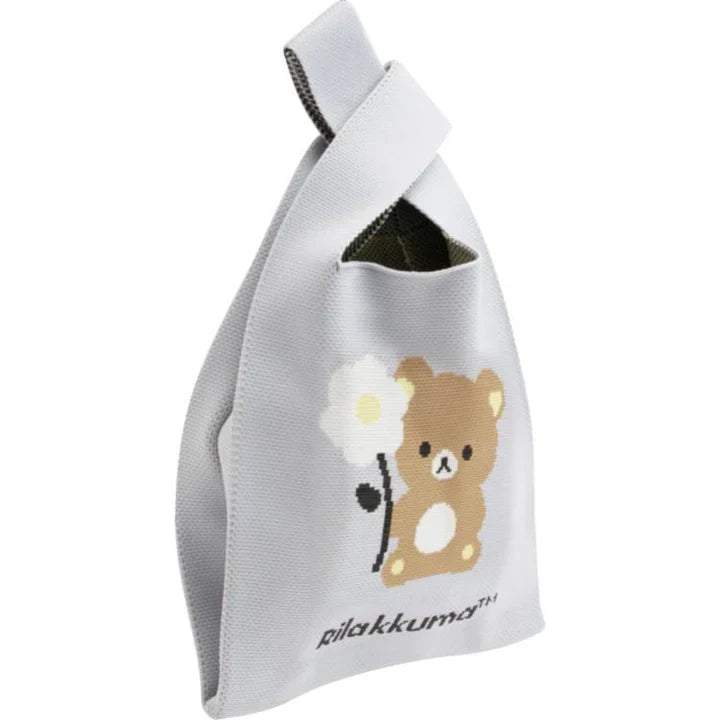 SAN-X | Rilakkuma Jacquard Woven Mini Tote Bag Knit Bag 360×200mm(Basic Rilakkuma Flower)