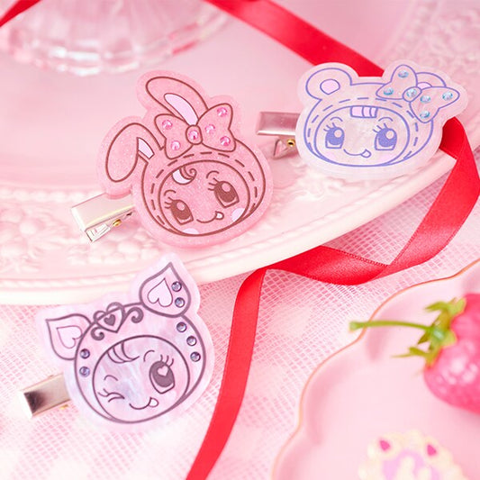 NARUMIYA Chatacter | Mezzo Piano Pink Sparkly Bangs Clips Hair Clip 50×40mm (25th Anniversary / POPUP Limited)