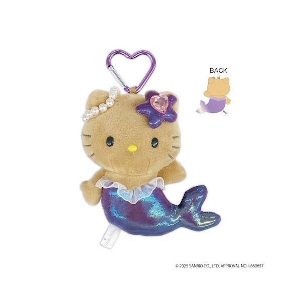 SANRIO | Hello Kitty Fantasy Dark Purple Plush Mascot Keychain Bag Charm H130×W125×D55mm Vol.2 (Tan Mermaid)