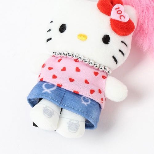 SANRIO x 10C REPIPI | Hello Kitty Mascot Fur Keychain Mascot Holder Bag Charm 100 x 55mm (Pink)