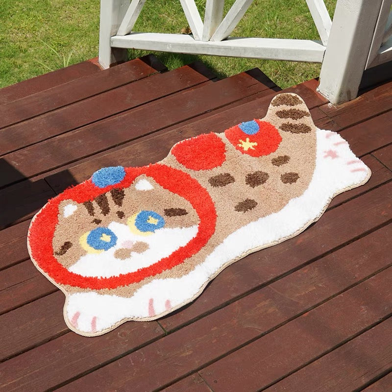 Mewji♡Cat-Shaped Floor Rug 44 X 94Cm (Apple)