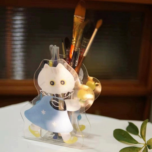 Mewji Cat Acrylic Vase Pen Stand (Gy) /