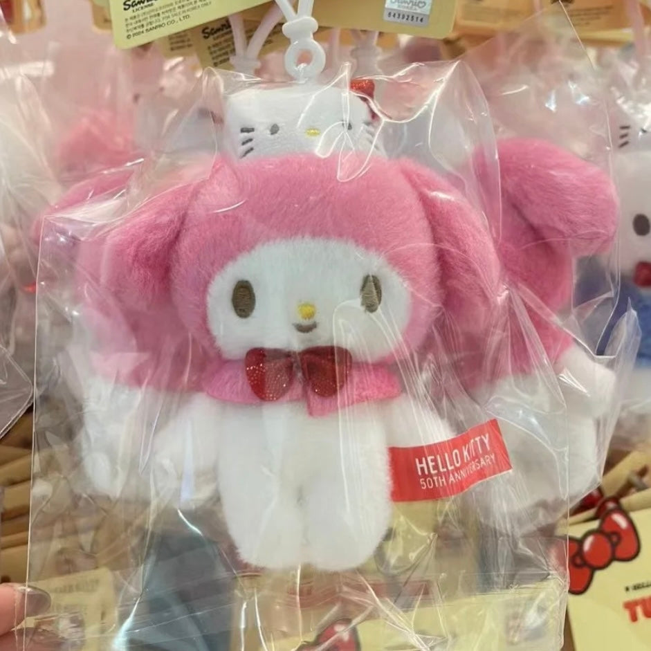 SANRIO | Hello Kitty x My Melody Mascot Holder Plush Keychain Keyring 80 x 40 x 120mm