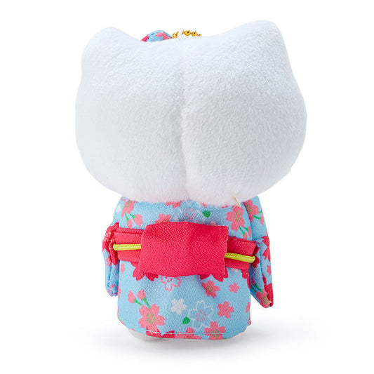 SANRIO | Mascot Holder Plush Keychain Hello Kitty 90×120×60mm (Blue Sakura Kimono)