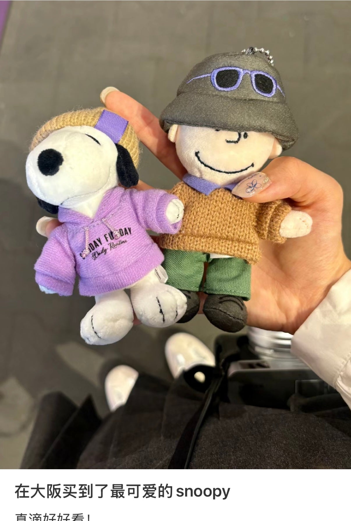 Usj | Peanuts Snoopy Charlie Brown With Sweater Mascot Holder Plush Keychain (Autumn)