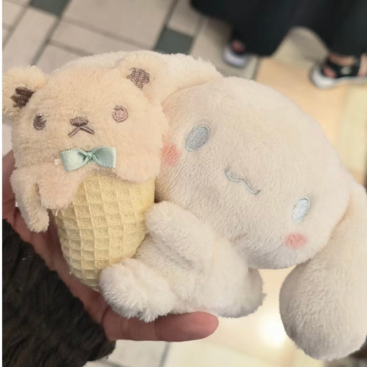Sanrio | Mascot Holder Plush Keychain Cinnamonroll With Ice Cream Bear 10×16.5×7.5Cm(Relaxed