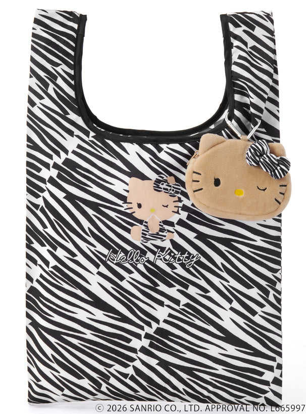 GRL x Hello Kitty | Sunburn Eco Bag 330x330x300mm with Mini Pouch Keychain 90x115x15mm (Zebra Print)