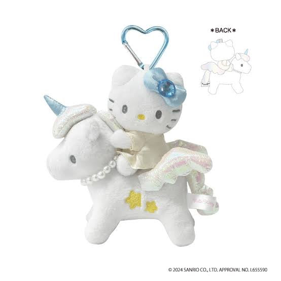 SANRIO | Hello Kitty Premium Plush Keychain with Carabiner H124 x W112 x D50 mm (Pegasus/Unicorn)