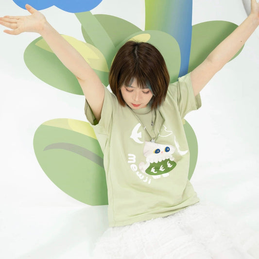 MEWJI♡ Cat Tee T-shirt (Avocado Green)